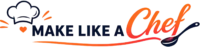 Make Like a Chef logo with chef hat and spoon icon in orange and navy colors